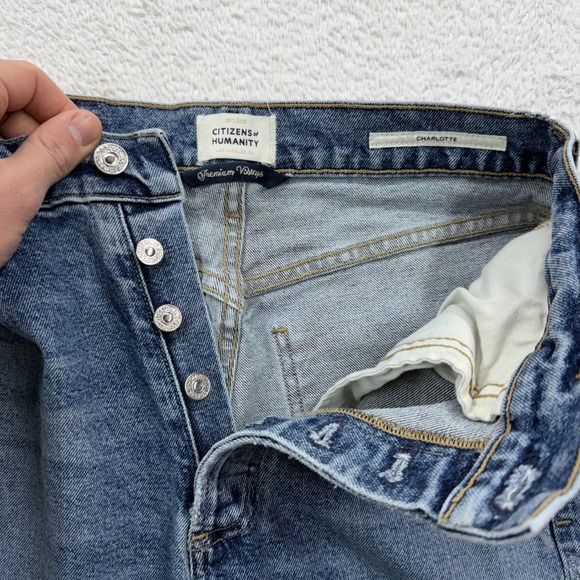 Citizens of Humanity Charlotte High Rise Straight Leg Jeans Blue 25 Distressed - Picture 7 of 10